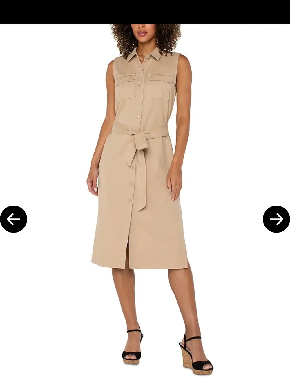 Liverpool Sleeveless Maxi Shirt Dress in Beige L